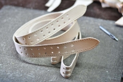 Quilted leather belt natural