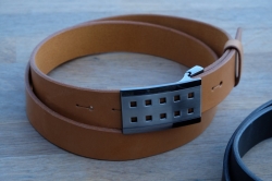 Formal leather belt light brown FR