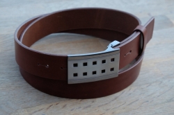 Formal leather belt dark brown FR
