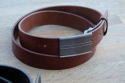 Formal leather belt dark brown FR