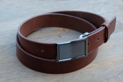 Formal leather belt dark brown FR