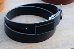 Formal leather belt black FR