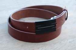 Formal leather belt dark brown FR