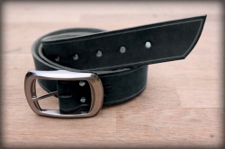 Kožený opasek s drážkou černý BIG BUCKLE