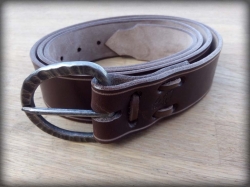 Leather belt brown with forged buckle no. 1