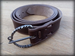 Leather belt brown with forged buckle no. 5