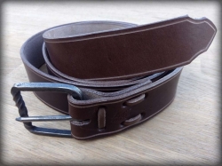 Leather belt brown with forged buckle no. 2
