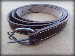 Leather belt brown with forged buckle no. 3