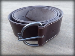 Leather belt brown with forged buckle no. 4