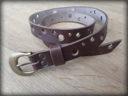 Women's / children's leather perforated belt ELEGANT