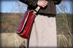 LK leather shoulder bag red colour