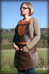 LK leather apron with label