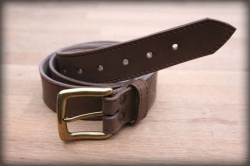 Quilted leather belt brown MOSAZ