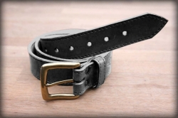 Quilted leather belt black MOSAZ