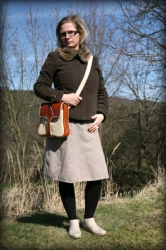 LK leather handbag shaped brown-beige